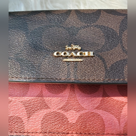 Coach Foldover Wristlet, Signature Canvas Leather, Colorblock - Picture 2 of 12